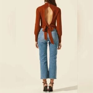 ASTR the Label Tie Back Mock Neck Sweater in Camel NWOT